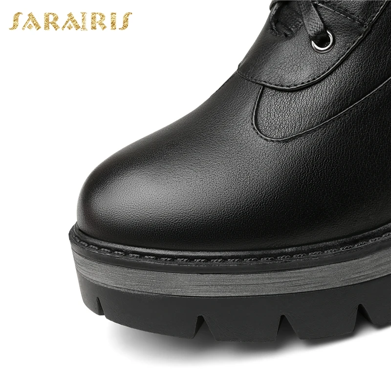 SARAIRIS/Прямая поставка; большие размеры 34-43; женские ботильоны из натуральной кожи на квадратном каблуке; женские ботинки для отдыха