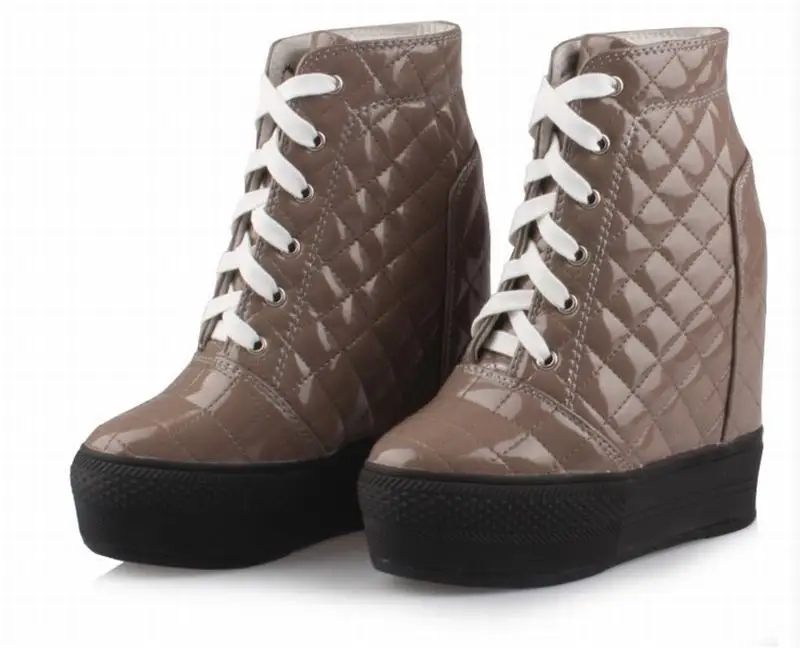 Женские туфли из ПУ кожи на шнуровке с высоким верхом 14 см | Обувь