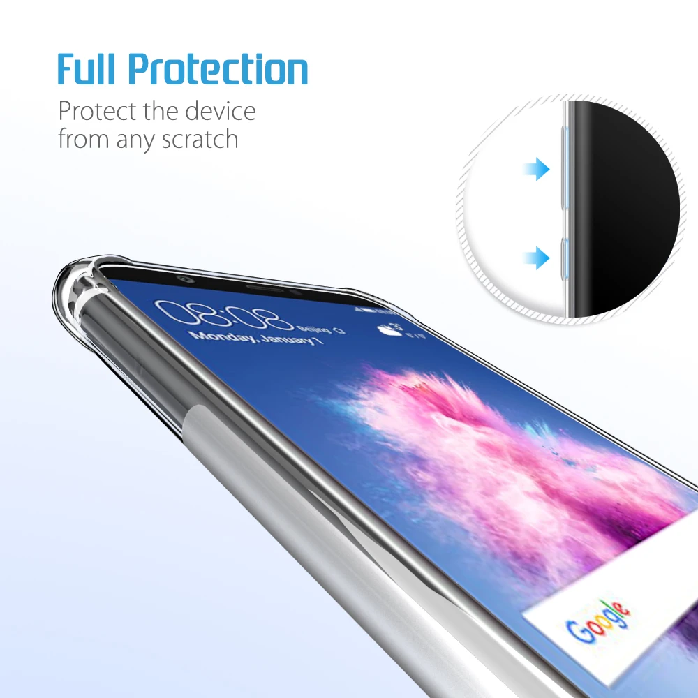 SLEO For Huawei P Smart Case Clear Transparent Soft Silicone TPU Enjoy 7S Coque Nova Lite 2 Cover |