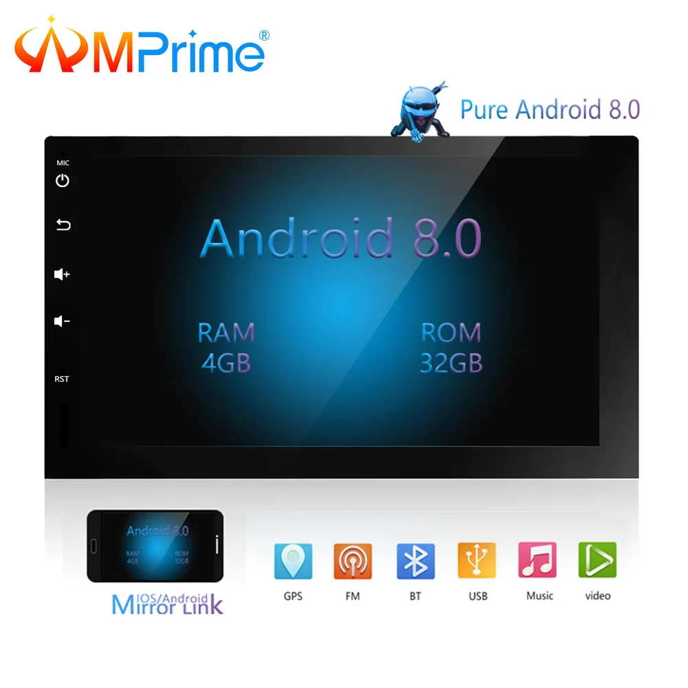 AMPrime 2Din Android 8 0 автомобиль радио стерео Мультимедийный Плеер OBD gps Wi Fi Bluetooth USB авто FM