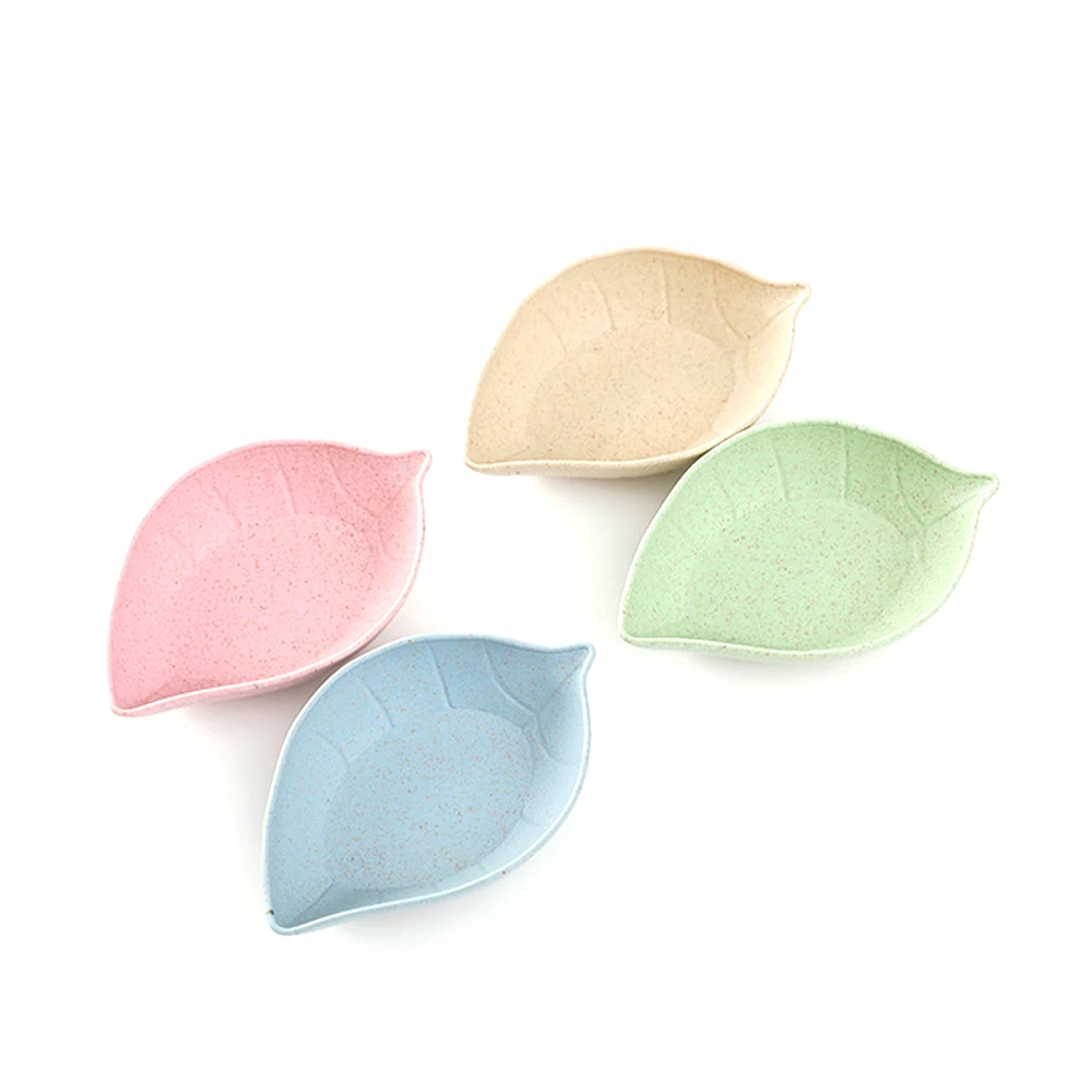 Leaf shape Милые мини пигменты в форме цветка чаша Пшеничная солома пластиковый поднос для соевого соуса уксус Джем посуда Кухня маленькая тарелка посуда подарок - Цвет: Leaf shape