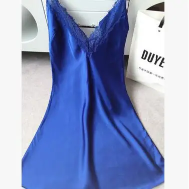 blue Высококачественный Пижамный костюм из вискозы, женские сексуальные кружевные слипоны, 6 цветов m-xxl - Цвет: blue