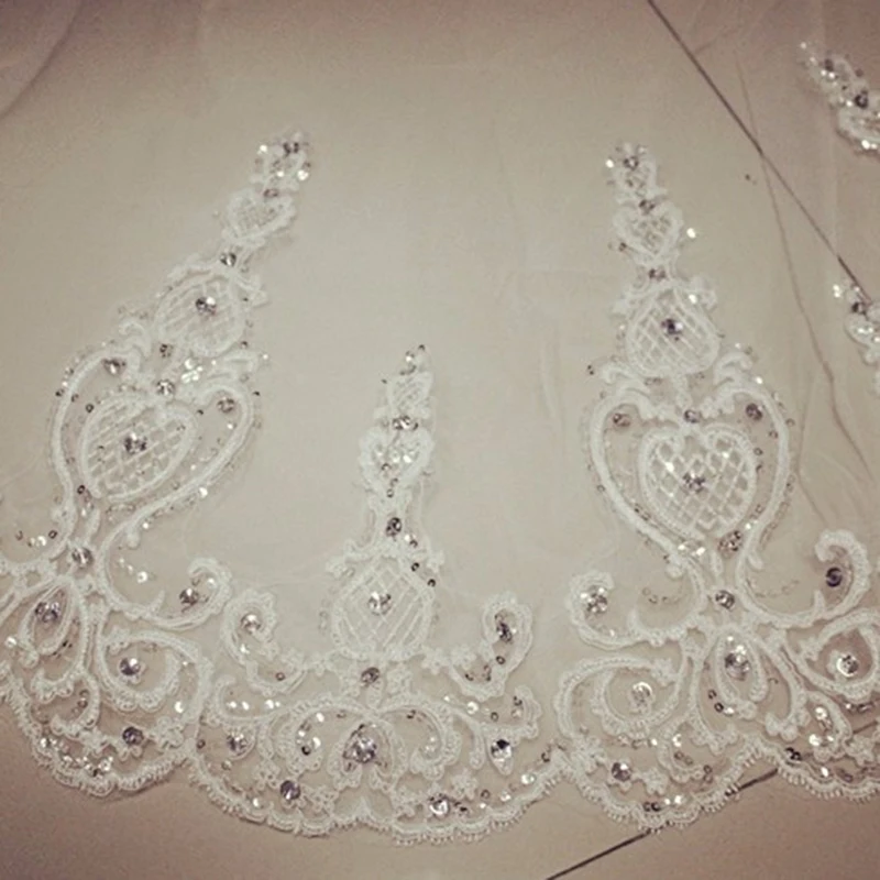 Свадебная вуаль 3 м белые слоновая кость Длинные Кружевные края длиной до собора