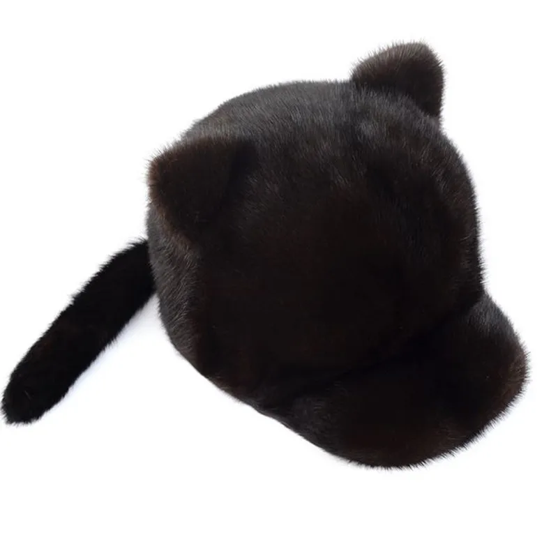 Горячая новинка 2016 зимняя шапка из норковой шерсти теплая меховая с ушками милая