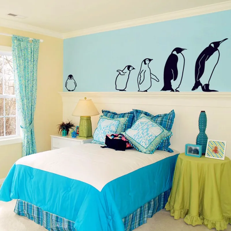

2018 Limited Family Of Penguin Wall Stickers Five Penguins Line Up To Go Vinyl Decal Custom Paste Shape Bedroom Art Decor X223