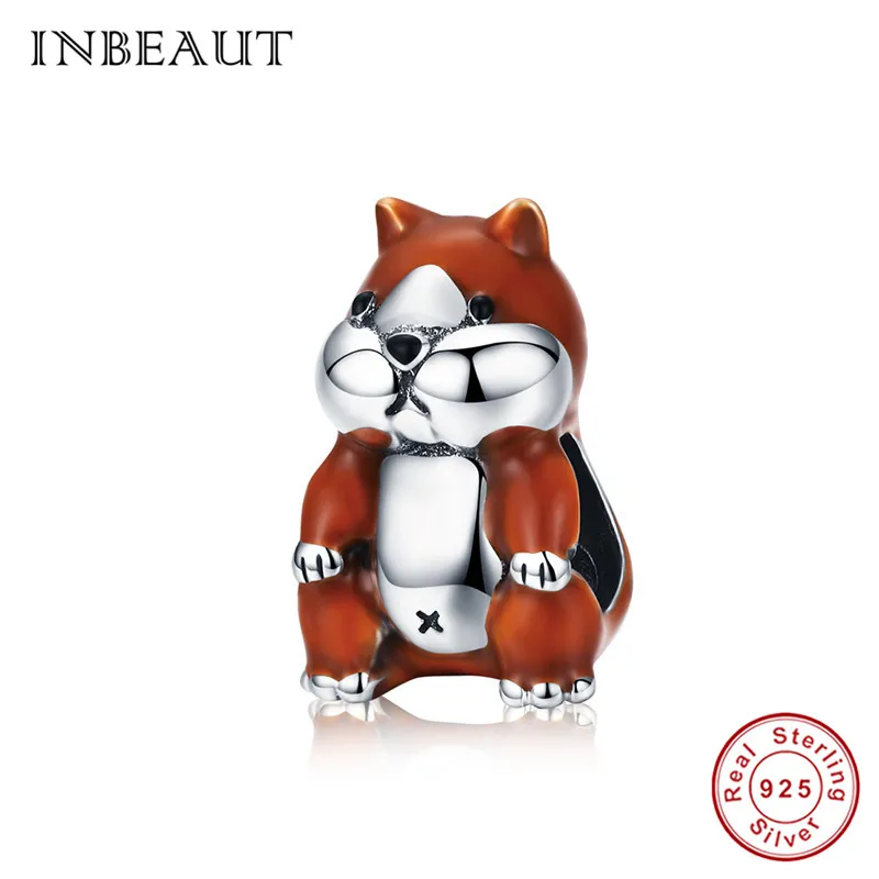 sc1167-3 INBEAUT 925 пробы Серебряный Очаровательный браслет в виде сердца озорного кота собаки оленя подходит для браслета Пандора Луна домашнее животное бусины для изготовления ювелирных изделий - Цвет: sc1167-3