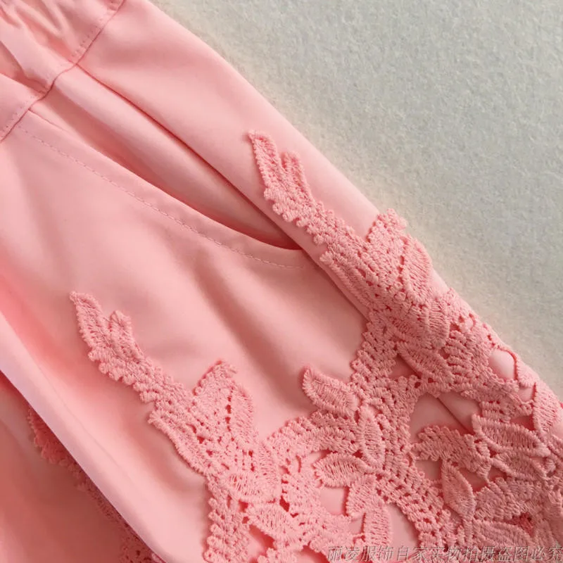 Женские кружевные шорты с цветочным принтом эластичной резинкой на талии весну и