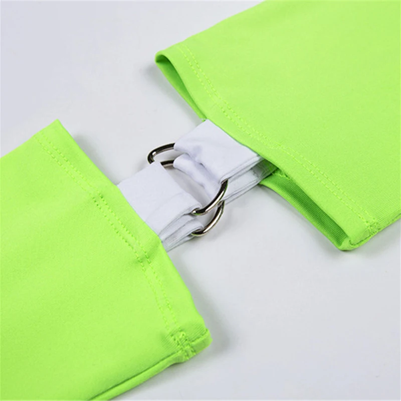 Женская футболка с высоким воротом Neon Green летняя уличная длинным рукавом и
