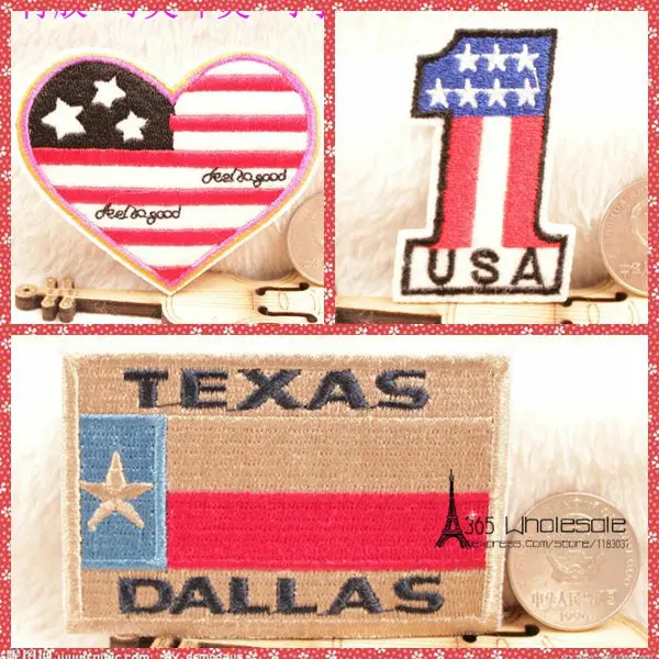 Бесплатная доставка флаги США американские наклейки 3 шт./лот ткань для вышивки