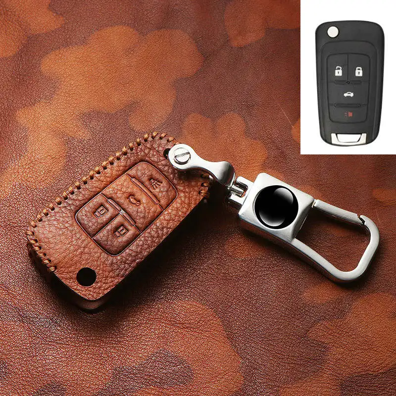D-Brown Чехол для ключей от автомобиля из натуральной кожи для Chevrolet buick Sonic Spark Cruze Captiva Lacetti Orlando Epica Trax Smart Keychain - Название цвета: D-Brown