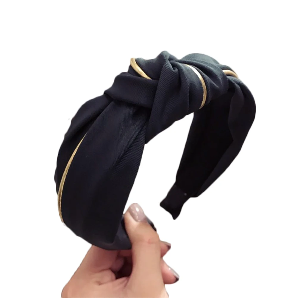 

Hairband Gold Striped Cross Knot Twist Girl Hairband Chic Sweet Fashion Headband Wide Head Hoop Hair Yellow Hairband 2018 New