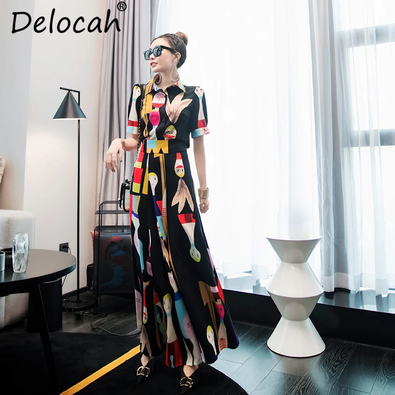 Delocah женские летние винтажные костюмы модельные дизайнерские топы с короткими