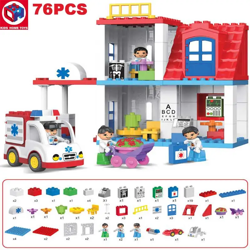 Детские домашние игрушки Duploe большие частицы городской больницы Duplo строительный блок городской Доктор Медсестры фигуры кирпичные игрушки Совместимые Duploe