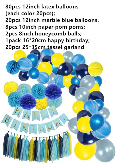 Balloon Garland Arch Kit Blue&Yellow Latex Balloons Pack for Wedding Baby Shower Boys Birthday Party Backdrop Decorations - Цвет: SET 3