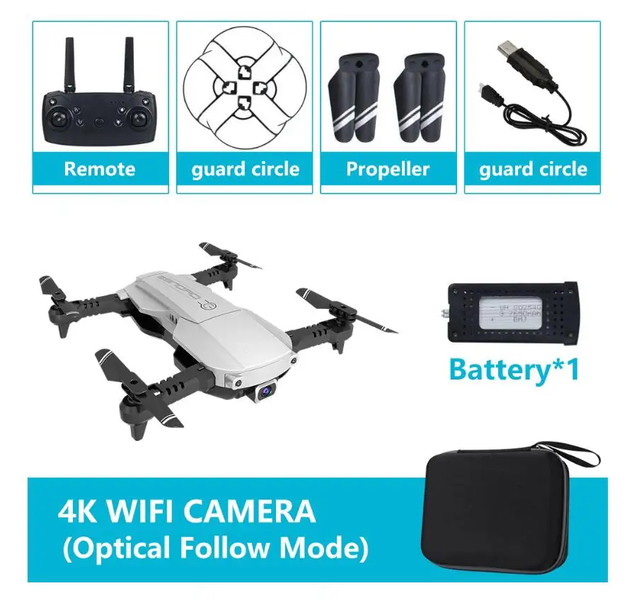 4K Silver DRONE 4K Ультра Высокое разрешение 2,4G WiFi FPV складной Квадрокоптер Радиоуправляемый Дрон режим фиксированной высоты оптическое позиционирование потока VS DJI MAVIC AIR - Цвет: 4K Silver DRONE
