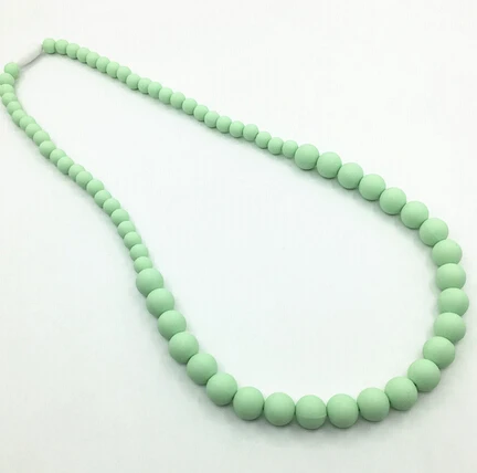 mint green Одобренное FDA Силиконовое жевательное ожерелье для прорезывания зубов с жевательными бусинами для мамы Прорезыватель для зубов для малышей жевательное ожерелье Силиконовые бусы - Окраска металла: mint green