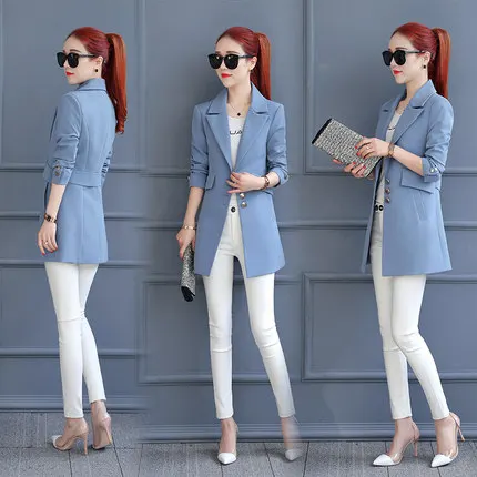 

High-end women blazer new Korean casual long section suit Slim thin spring and autumn small suit blazer feminino