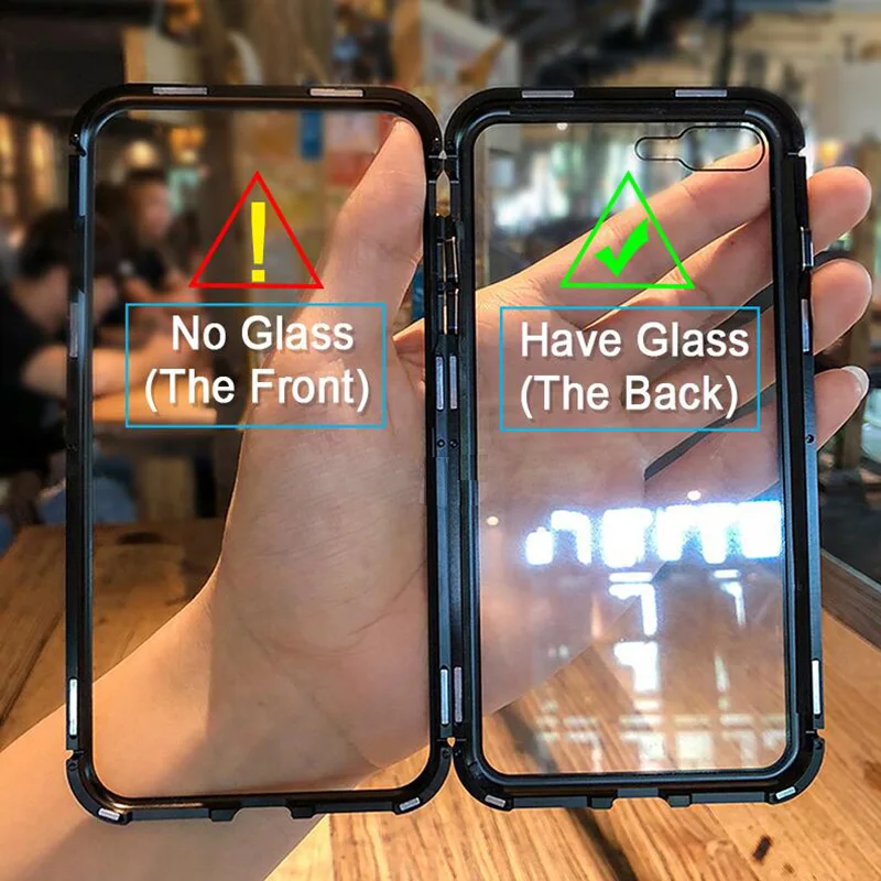 Магнитный поглощающий чехол для iPhone X XS XR 11 Pro Max 8 7 6S 6 Plus SE 2020 прозрачный 9H