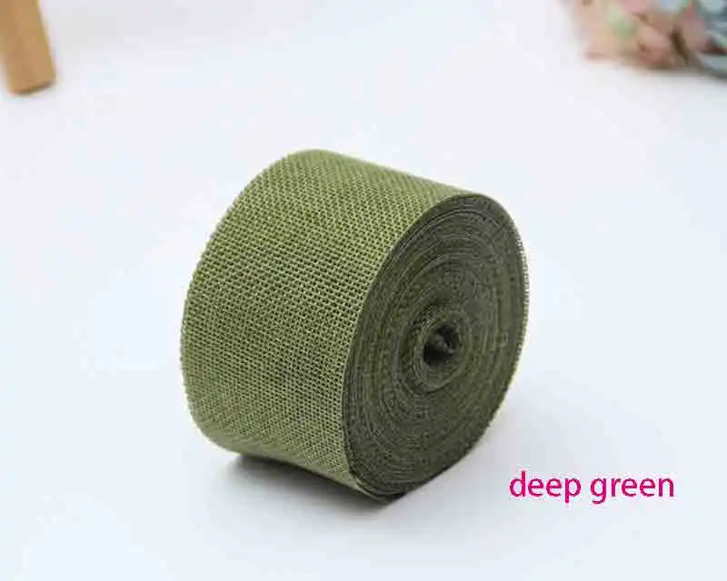 Military green 10 м/лот 5 см мешковины гессианские ленты джутовые рулоны кружева деревенская лента для DIY винтажное свадебное украшение подарочная упаковка орнамент Вечерние - Цвет: Military green