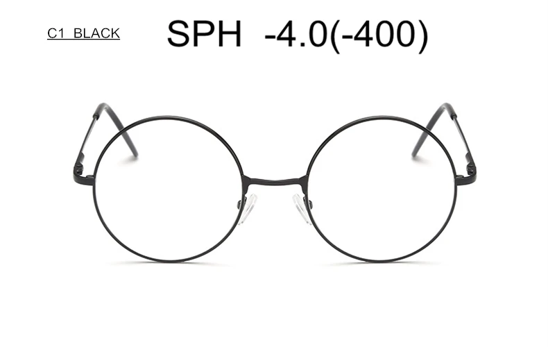 C1 (-4.0) Очки для близорукости с диоптриями SPH-1-2,0-2,5-3,0-3,5-4,0 для женщин и мужчин, сплав, круглая оправа, близорукие очки UF33 - Цвет оправы: C1 (-4.0)