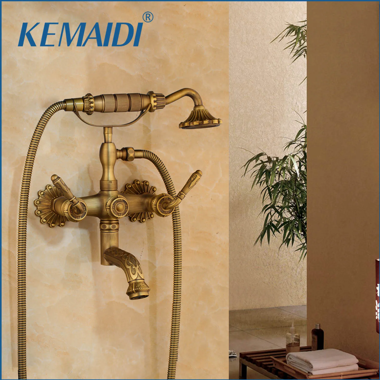 Смесители KEMAIDI для душа с двойной ручкой ванной комнаты Набор смесителей