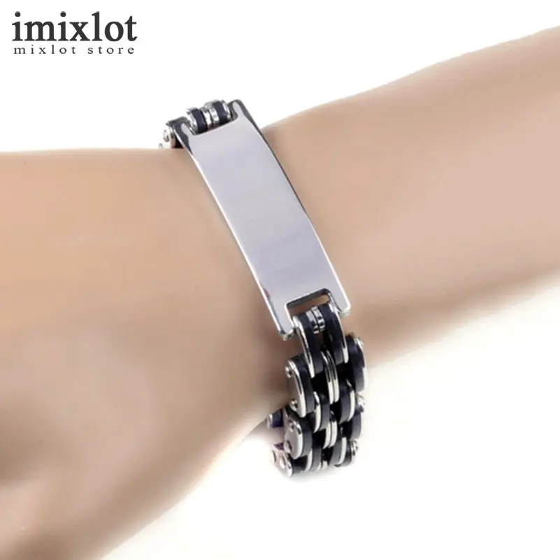 Imixlot браслеты из нержавеющей стали и черный браслет натуральной кожи панк
