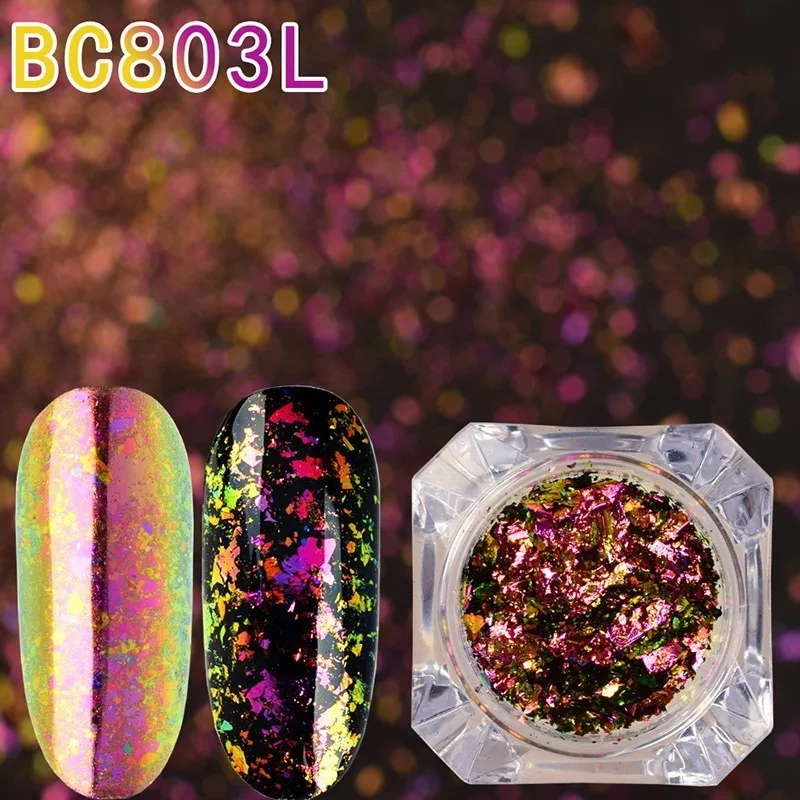 BeautyBigBang 0,1 г эффект хамелеона хлопья аксессуара для ногтей блесткий зеркальный порошок блесткий хлодья хромовой краской ходожественый маникюрный мерцание - Цвет: 2