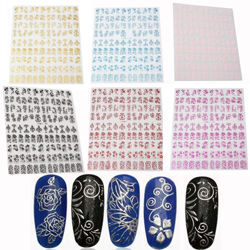 Профессиональные женские 108 шт Цветочные стикеры 3D на ногти Nail Art штамповки