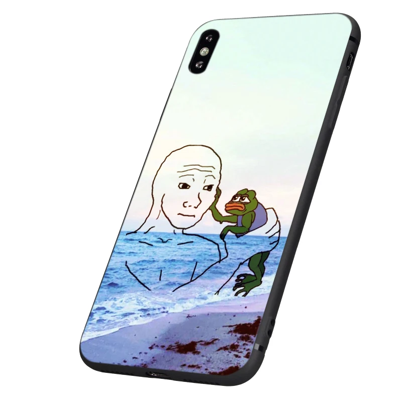 Черный чехол ТПУ для iphone 5 5s se 6 6s 7 8 plus x 10 силиконовый чехол для iphone XR XS 11 pro MAX чехол Забавный лягушка мем животное