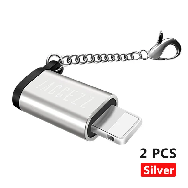 2PC Silver Адаптер ACCEZZ OTG для iphone XS MAX XR X 7 8 6 5 Plus Синхронизация данных зарядное устройство Micro USB преобразователь освещения с брелоком 1 шт. 2 шт - Цвет: 2PC Silver