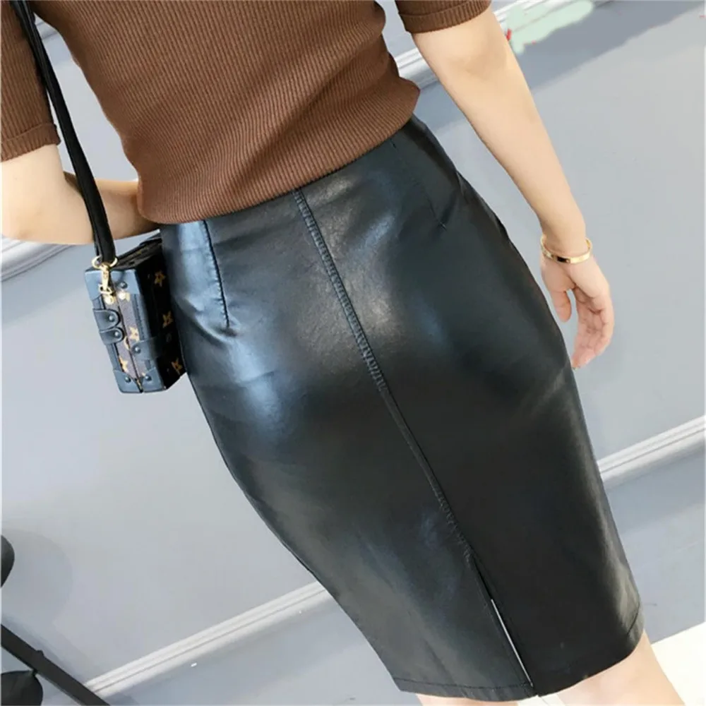 Осенне зимняя новая юбка из искусственной кожи в европейском и американском