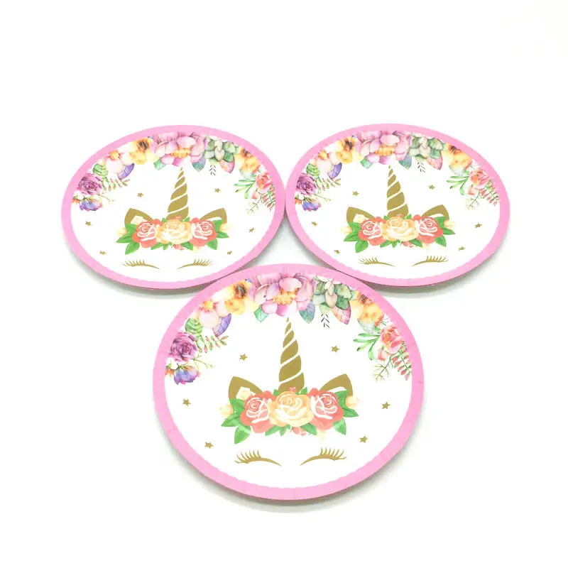 High Quality Pink Unicorn Theme Cup Plate Napkin Anniversary Straw Child Birthday Party Tablecover Decoration Supply 61Pcs/Lot | Дом и сад