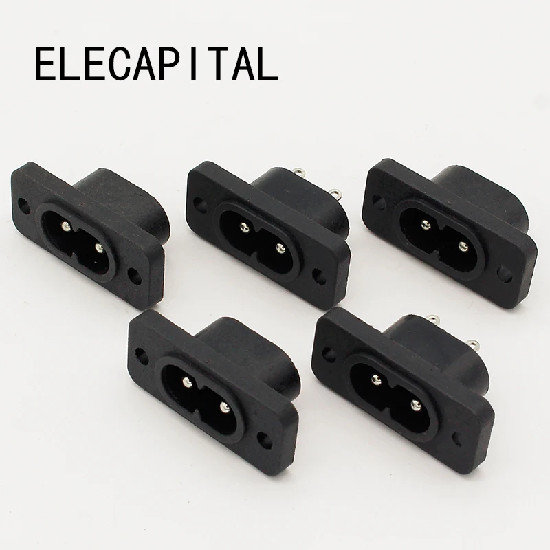 

New Hot Selling AC250V 2.5A 5pcs 2Pin IEC 320 C8 Screw Mount Inlet Plug Socket
