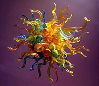 custom 36 inches multicolor led light hand blown glass chandelier home diy villa decor artistic chandeliers