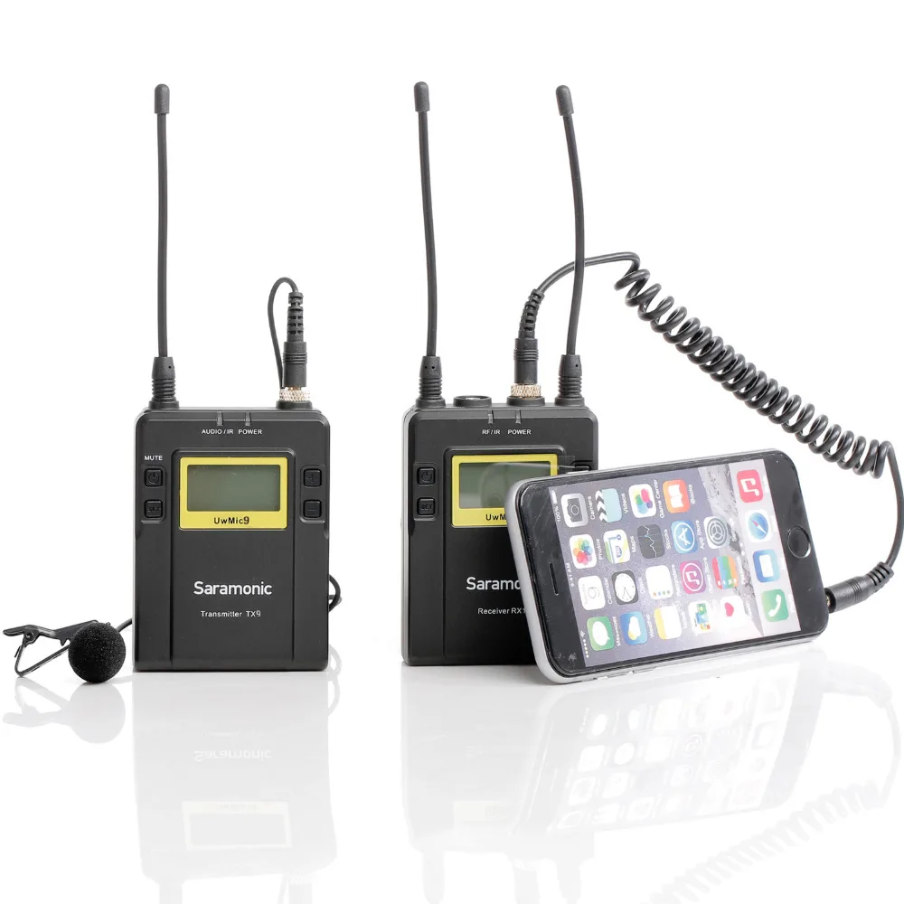 Saramonic UWMIC9 вещания UHF камера беспроводной петличный микрофон системы передатчики и приемники для DSLR камеры и видеокамеры