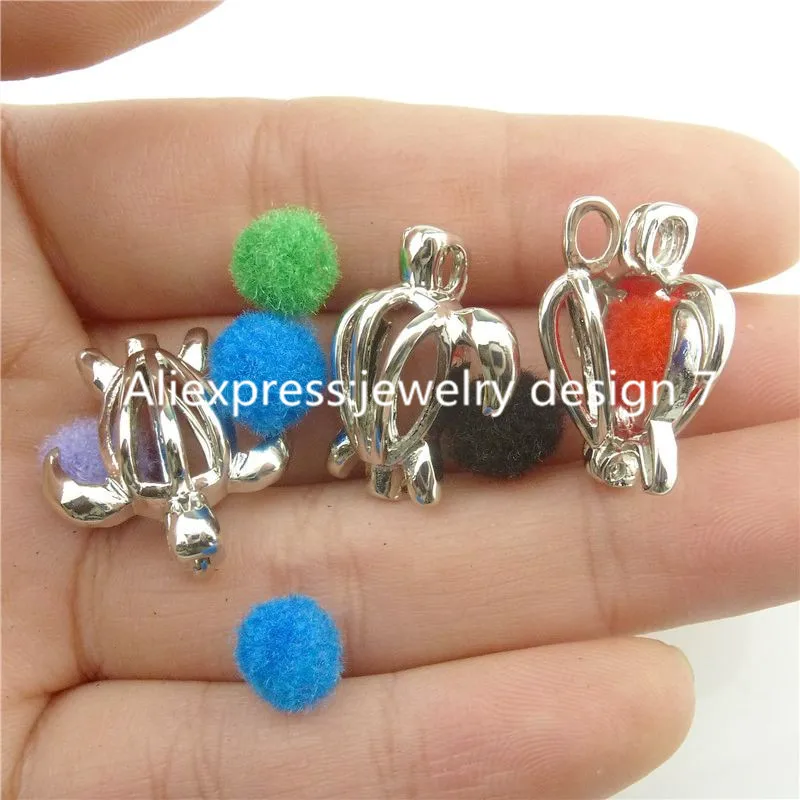 Бесплатная доставка 18165 4 шт. милый морская черепаха медальон Box ароматерапия