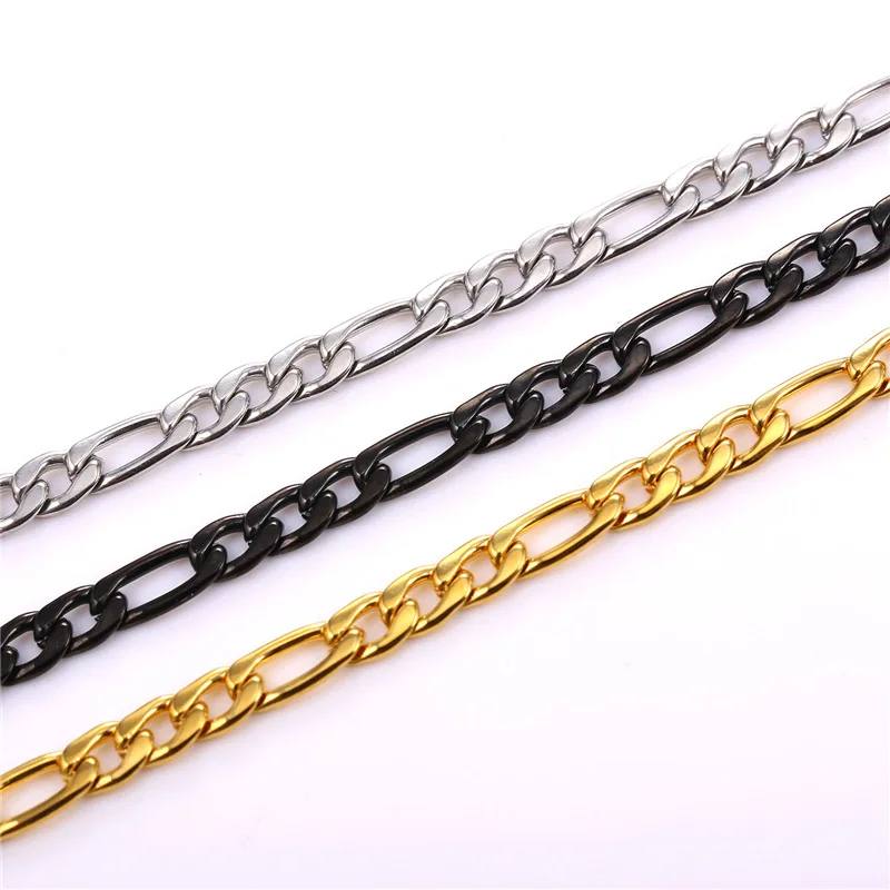 Figaro цепочка на шею для мужчин золотое/черное покрытое пистолетом цепь из