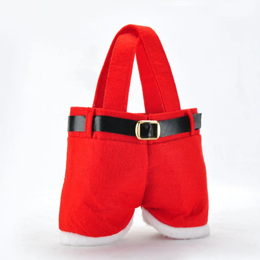 1pcs 1 шт., новые штаны с Санта Клаусом Рождественские Сумки для конфет, рождественские украшения для дома, свадьбы, вечеринки, милый детский красный подарочный пакет - Цвет: 1pcs