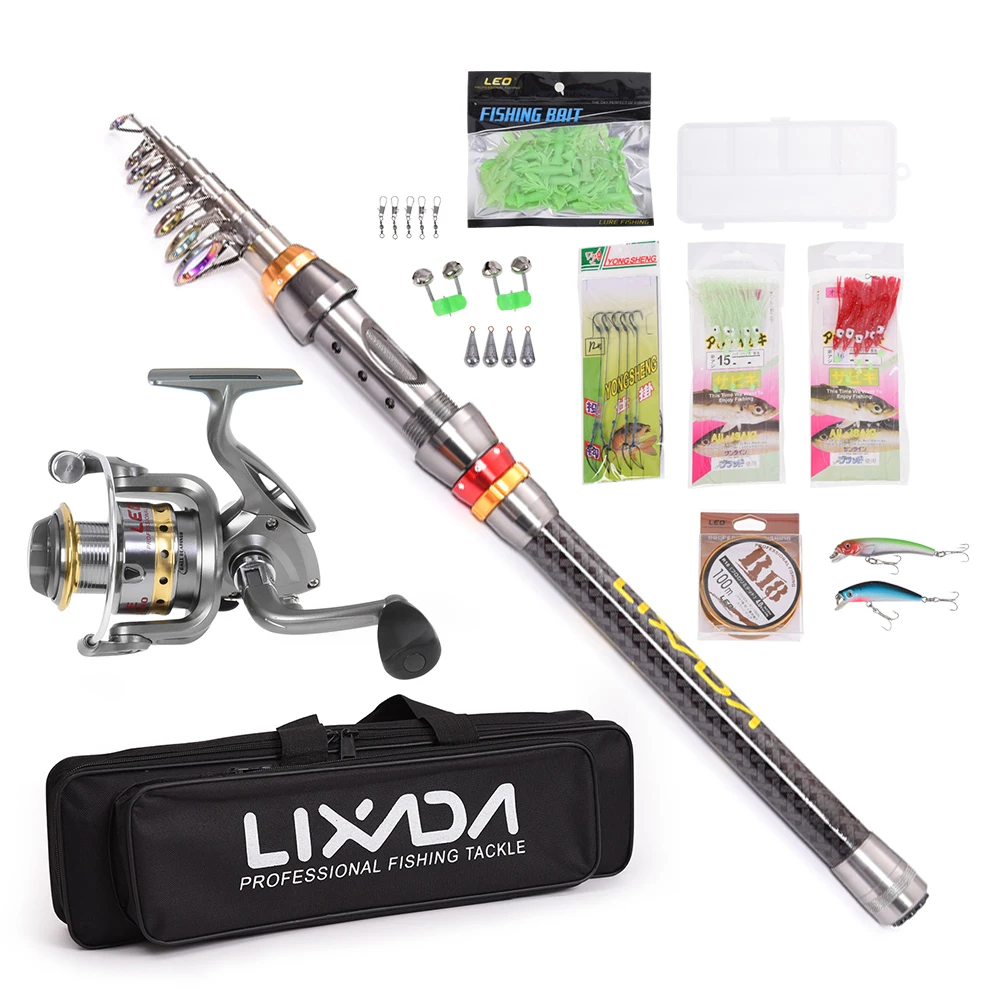Lixada телескопическая удочка Катушка комбо полный комплект для спиннинга Шестерни