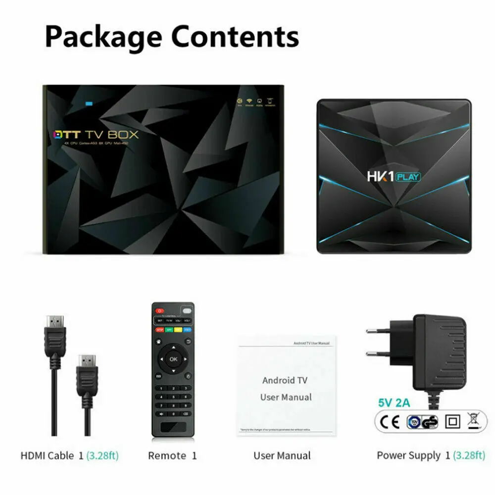 Умная ТВ-приставка HK1 PLAY Android 9 0 Amlogic S905X2 4 Гб DDR3 64 ГБ макс. 2 ГГц/5G двойной Wi-Fi USB3.0 BT4.2