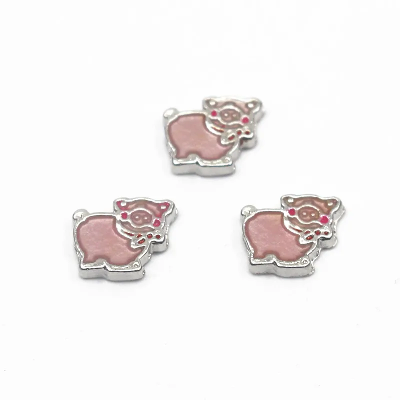 

Оптовая продажа 20 шт./лот металлические эмалевые розовые свиньи животные Плавающие талисманы для живых стеклянных плавающих медальонов ку...