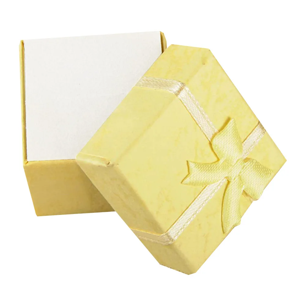 Дешевые Продажи 4*4*3 см коробка для ювелирных изделий boite bijoux бумажный с бантом упаковка для хранения подарочная коробка для ювелирных изделий Ожерелье Кольцо Серьги - Цвет: 1