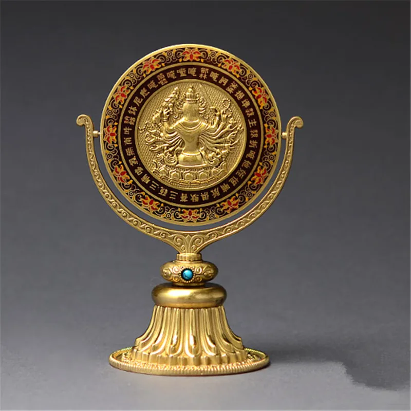 Непальское зеркало из чистой меди с эмалью изысканная резьба благоприятное