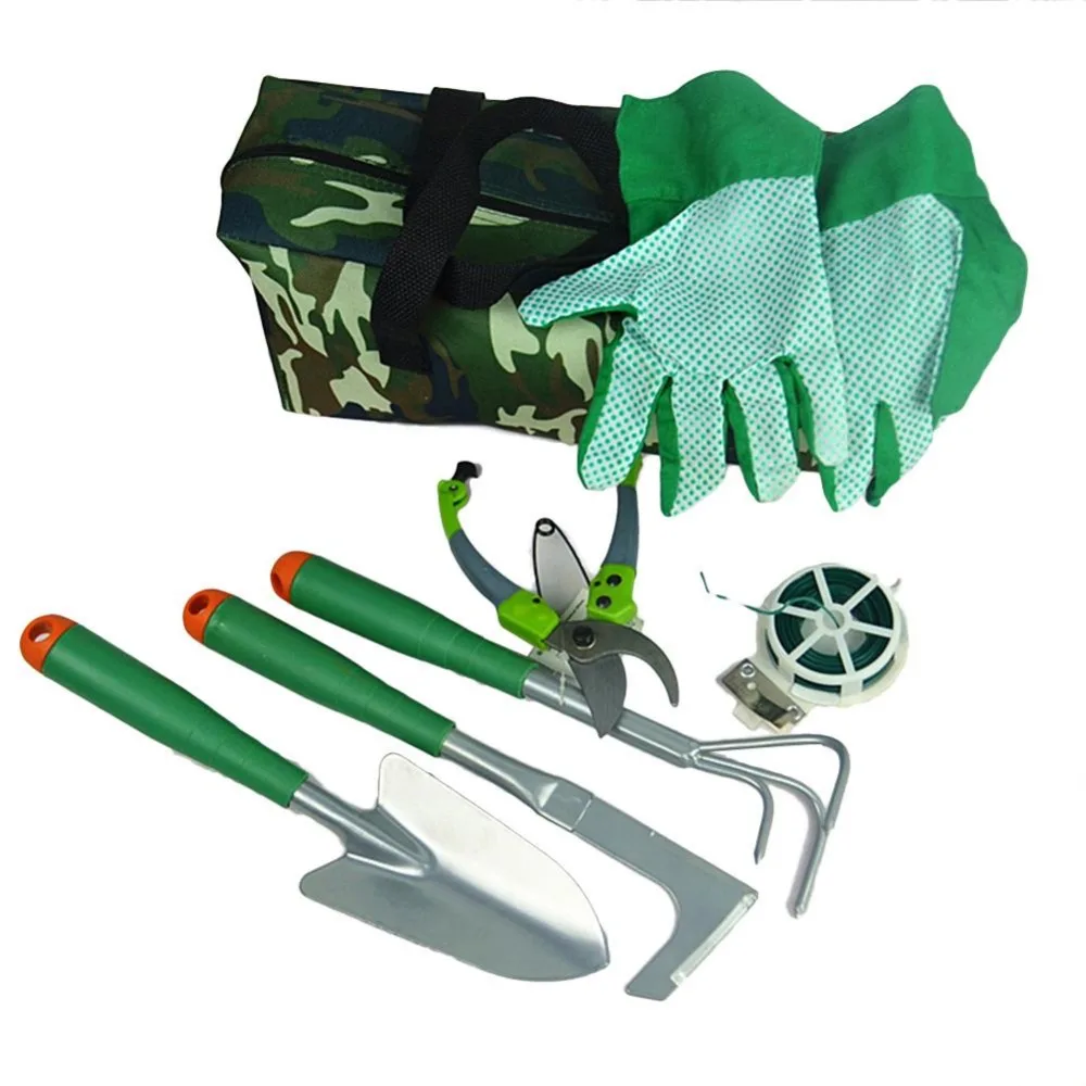 7PCS Garden Tools Trowel Transplanter Rake Pruning Shears Multifunctional Side Cutter and Gloves with Storage Bag | Дом и сад