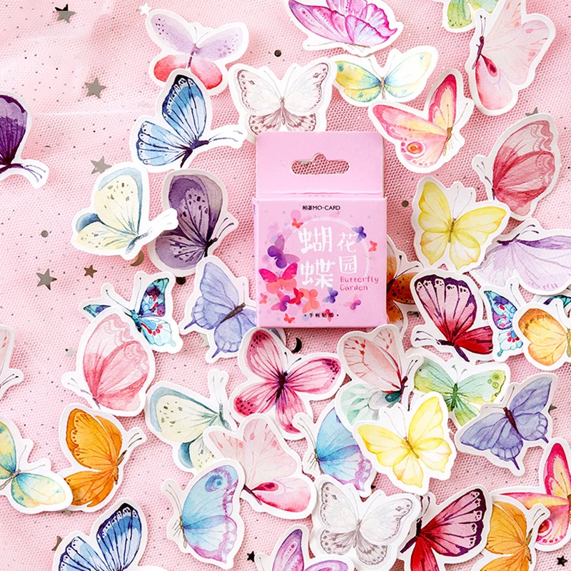 

46 шт./коркор. Kawaii красочная Бабочка Наклейка Скрапбукинг творческие милые японские Канцтовары DIY Журнал декоративные хлопья принадлежности