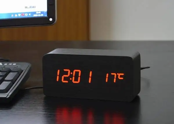 black red Деревянные часы, цифровые часы, электронные часы и стоимость Multi-цвет FiBiSonic будильник с термометром - Цвет: black red