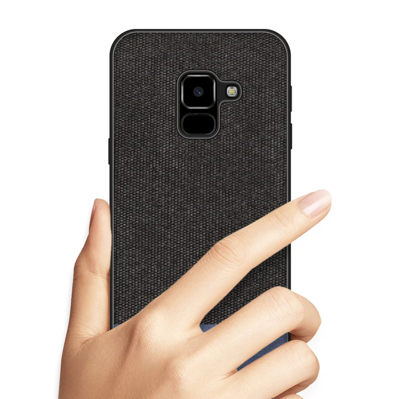 For Samsung Galaxy A8 Plus 2018 Case Fabric Canvas soft Silicon Phone Cloth Cover Coque A7 A730F A750F |