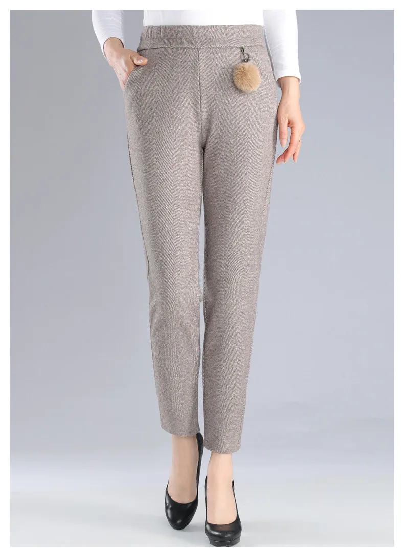 XJXKS pantaloni donna, высококачественные теплые женские штаны-шаровары, удобные модные однотонные повседневные женские брюки с украшением
