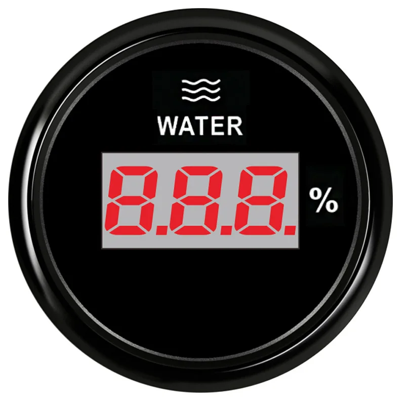 52 мм Цифровой измеритель уровня воды 0-190ohm 240-33ohm 9-32V для яхты морской лодки с красной подсветкой - Цвет: 240-33 ohm BN
