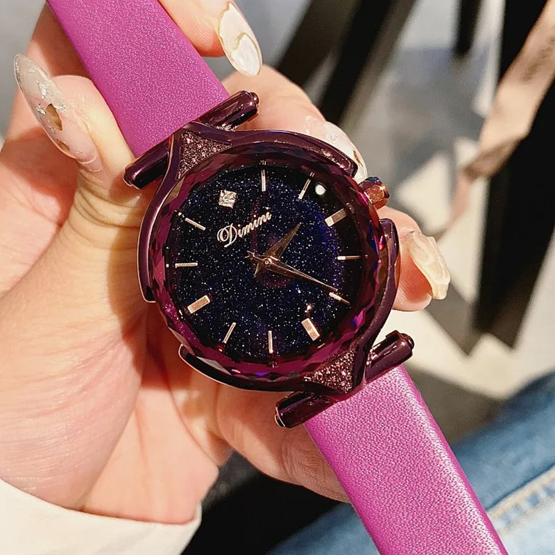 Super Cool Black Women Watches Fashion Ladies Rose Gold Dress Watch Woman Causal Starry Face horloges vrouwen | Наручные часы